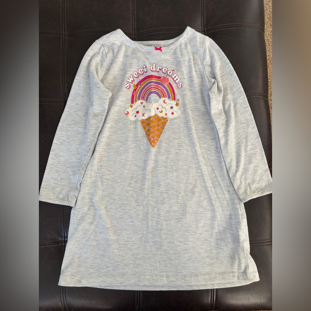 Carter's Light Gray Tee with Rainbow and Stars Sleepwear SZ 4T